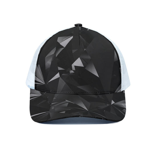 Black Diamond Print White Mesh Trucker Cap