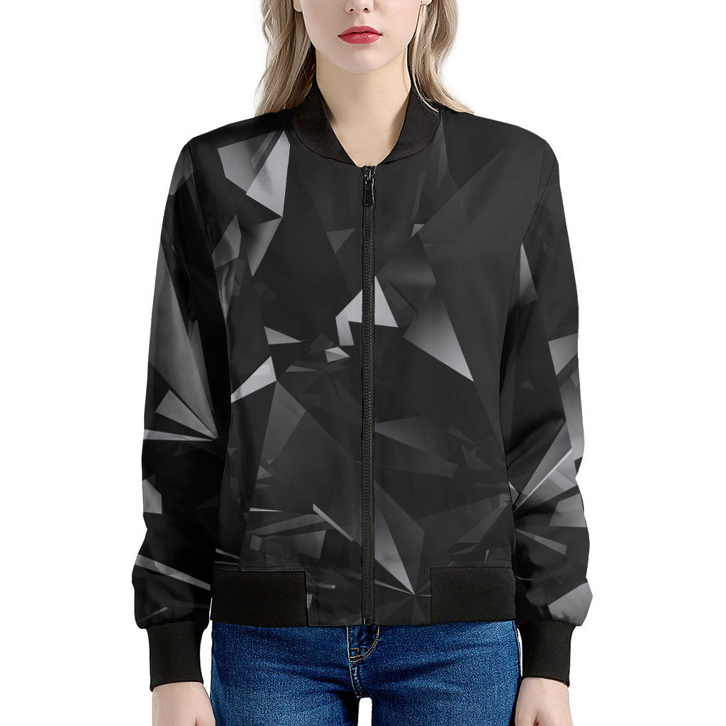 Black Diamond Print Women's Bomber Jacket