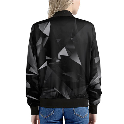 Black Diamond Print Women's Bomber Jacket