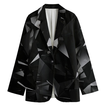 Black Diamond Print Women's Cotton Blazer