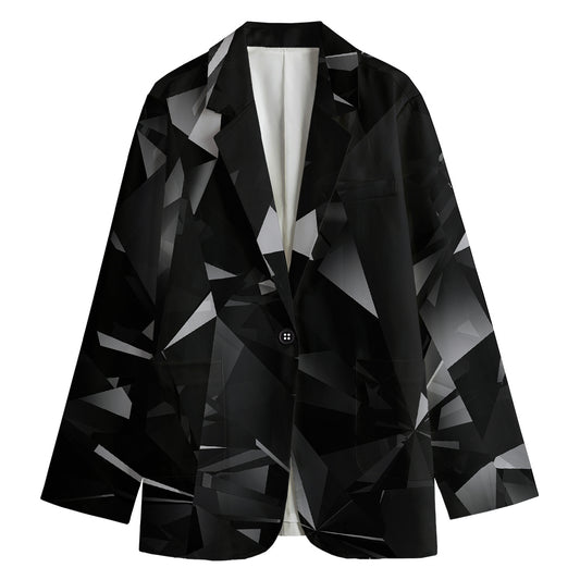 Black Diamond Print Women's Cotton Blazer