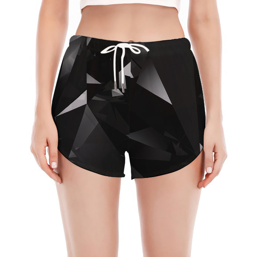 Black Diamond Print Women's Split Running Shorts