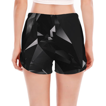 Black Diamond Print Women's Split Running Shorts