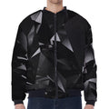 Black Diamond Print Zip Sleeve Bomber Jacket
