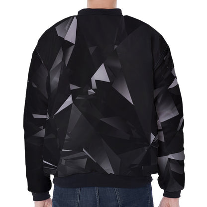 Black Diamond Print Zip Sleeve Bomber Jacket