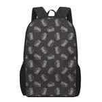 Black Doodle Sandwich Pattern Print 17 Inch Backpack