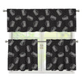 Black Doodle Sandwich Pattern Print 3 Piece Kitchen Curtains