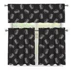 Black Doodle Sandwich Pattern Print 3 Piece Kitchen Curtains