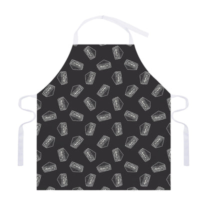 Black Doodle Sandwich Pattern Print Adjustable Apron