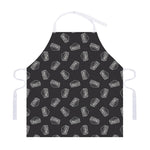 Black Doodle Sandwich Pattern Print Adjustable Apron