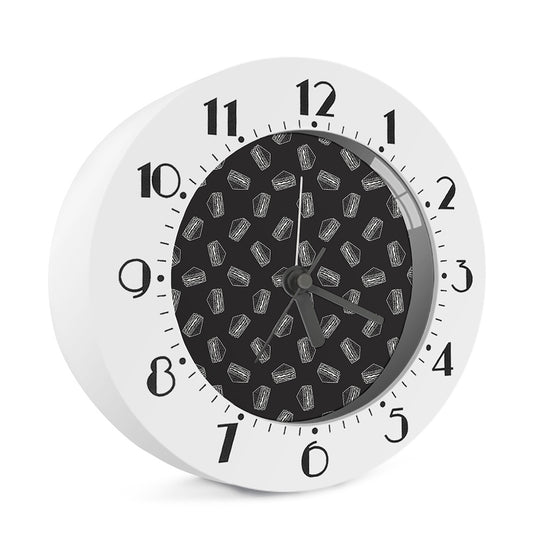 Black Doodle Sandwich Pattern Print Alarm Clock