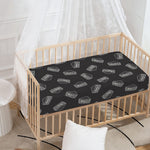 Black Doodle Sandwich Pattern Print Baby Crib Sheet