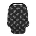 Black Doodle Sandwich Pattern Print Baby Seat Cover