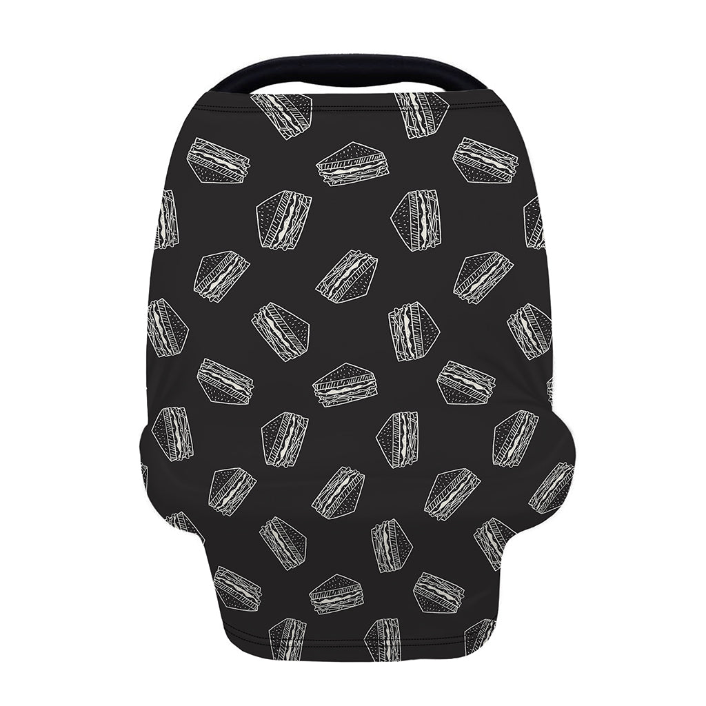 Black Doodle Sandwich Pattern Print Baby Seat Cover