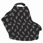 Black Doodle Sandwich Pattern Print Baby Seat Cover