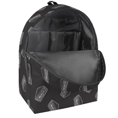 Black Doodle Sandwich Pattern Print Backpack