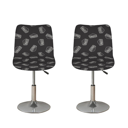 Black Doodle Sandwich Pattern Print Bar Stool Covers