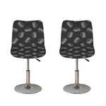 Black Doodle Sandwich Pattern Print Bar Stool Covers