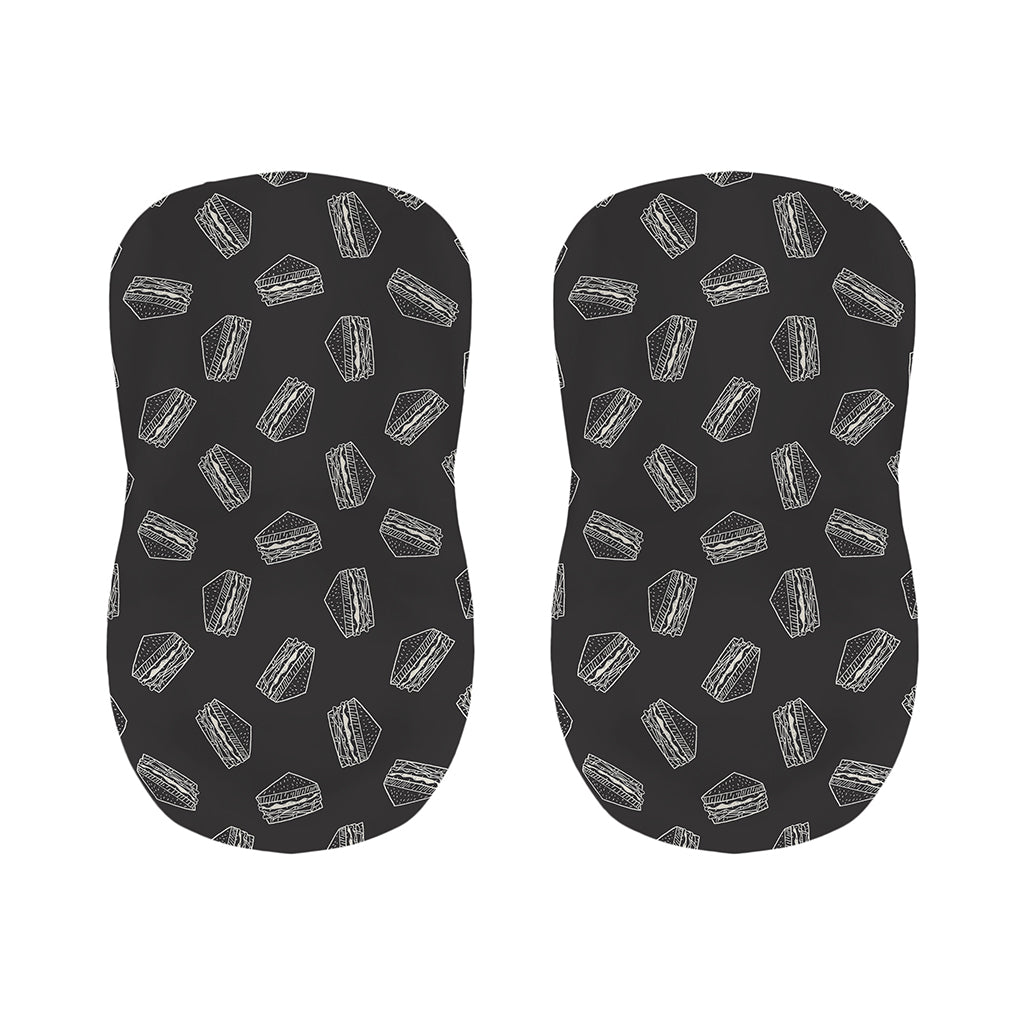 Black Doodle Sandwich Pattern Print Bar Stool Covers