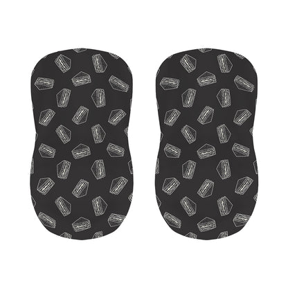 Black Doodle Sandwich Pattern Print Bar Stool Covers