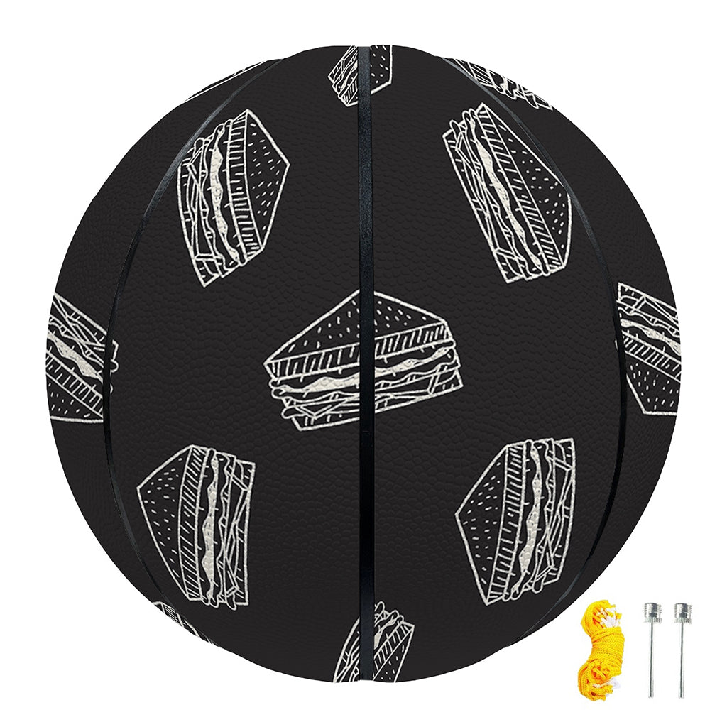 Black Doodle Sandwich Pattern Print Basketball