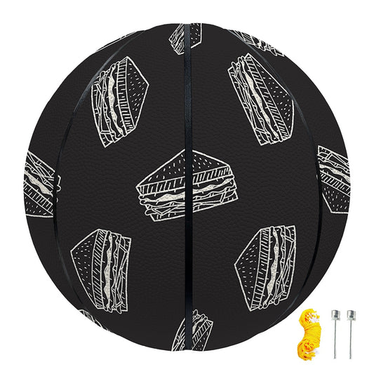 Black Doodle Sandwich Pattern Print Basketball
