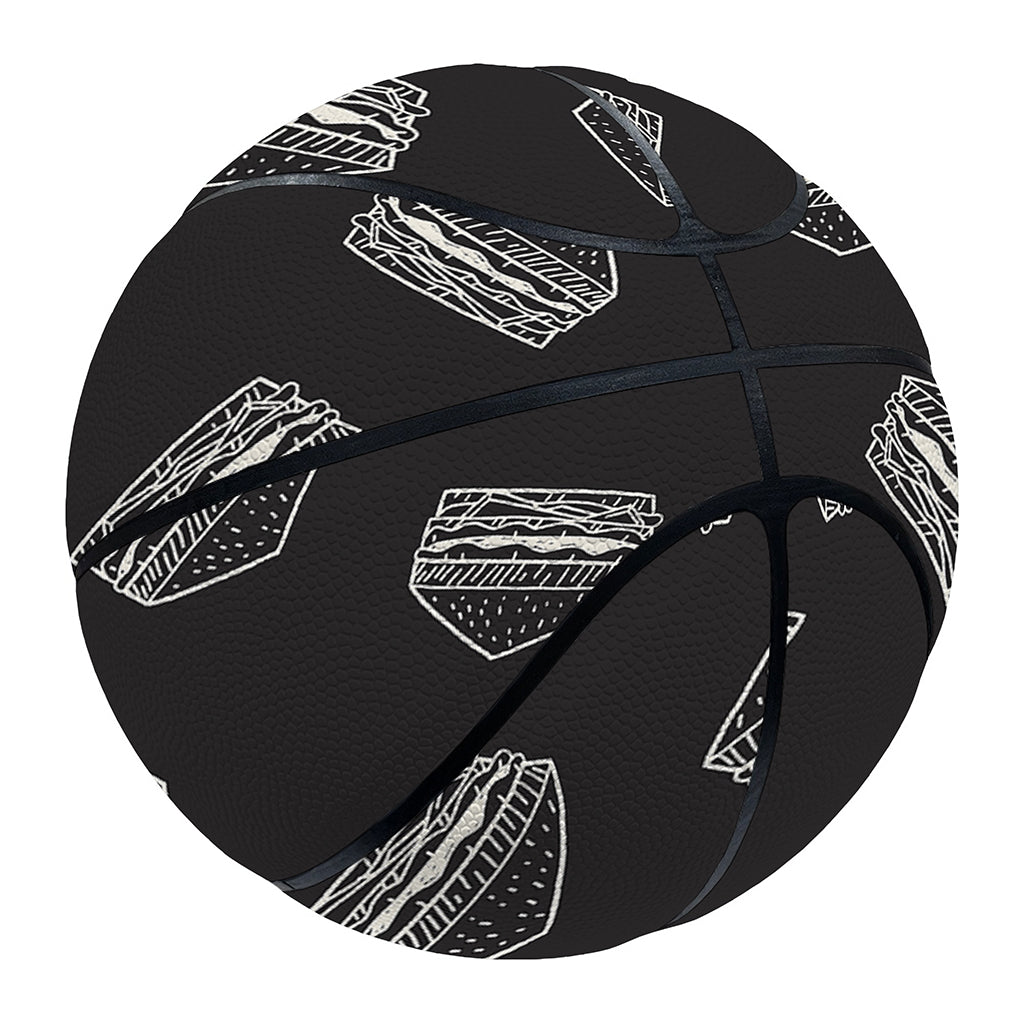 Black Doodle Sandwich Pattern Print Basketball