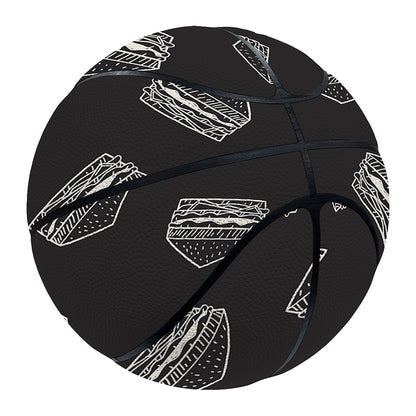 Black Doodle Sandwich Pattern Print Basketball