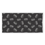 Black Doodle Sandwich Pattern Print Beach Towel