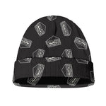 Black Doodle Sandwich Pattern Print Beanie