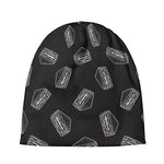 Black Doodle Sandwich Pattern Print Beanie