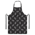Black Doodle Sandwich Pattern Print Bib Apron With Pocket
