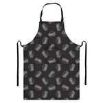 Black Doodle Sandwich Pattern Print Bib Apron With Pocket