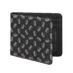 Black Doodle Sandwich Pattern Print Bifold Wallet