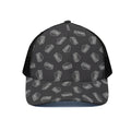 Black Doodle Sandwich Pattern Print Black Mesh Trucker Hat