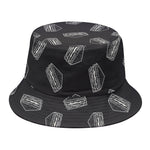 Black Doodle Sandwich Pattern Print Bucket Hat