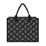 Black Doodle Sandwich Pattern Print Canvas Tote Bag