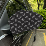 Black Doodle Sandwich Pattern Print Car Side Mirror Covers