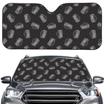 Black Doodle Sandwich Pattern Print Car Windshield Sun Shade