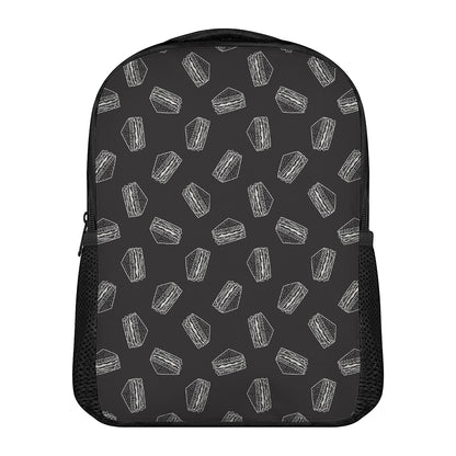 Black Doodle Sandwich Pattern Print Casual Backpack