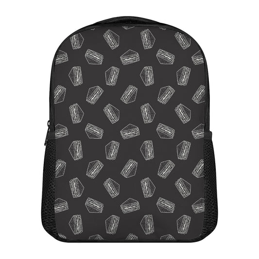 Black Doodle Sandwich Pattern Print Casual Backpack
