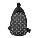 Black Doodle Sandwich Pattern Print Chest Bag