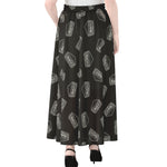 Black Doodle Sandwich Pattern Print Chiffon Maxi Skirt