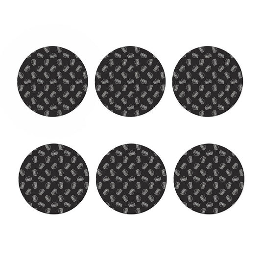 Black Doodle Sandwich Pattern Print Coaster Set