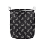 Black Doodle Sandwich Pattern Print Collapsible Laundry Basket
