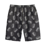 Black Doodle Sandwich Pattern Print Cotton Shorts
