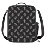 Black Doodle Sandwich Pattern Print Crossbody Lunch Bag
