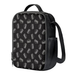 Black Doodle Sandwich Pattern Print Crossbody Lunch Bag
