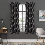 Black Doodle Sandwich Pattern Print Curtain
