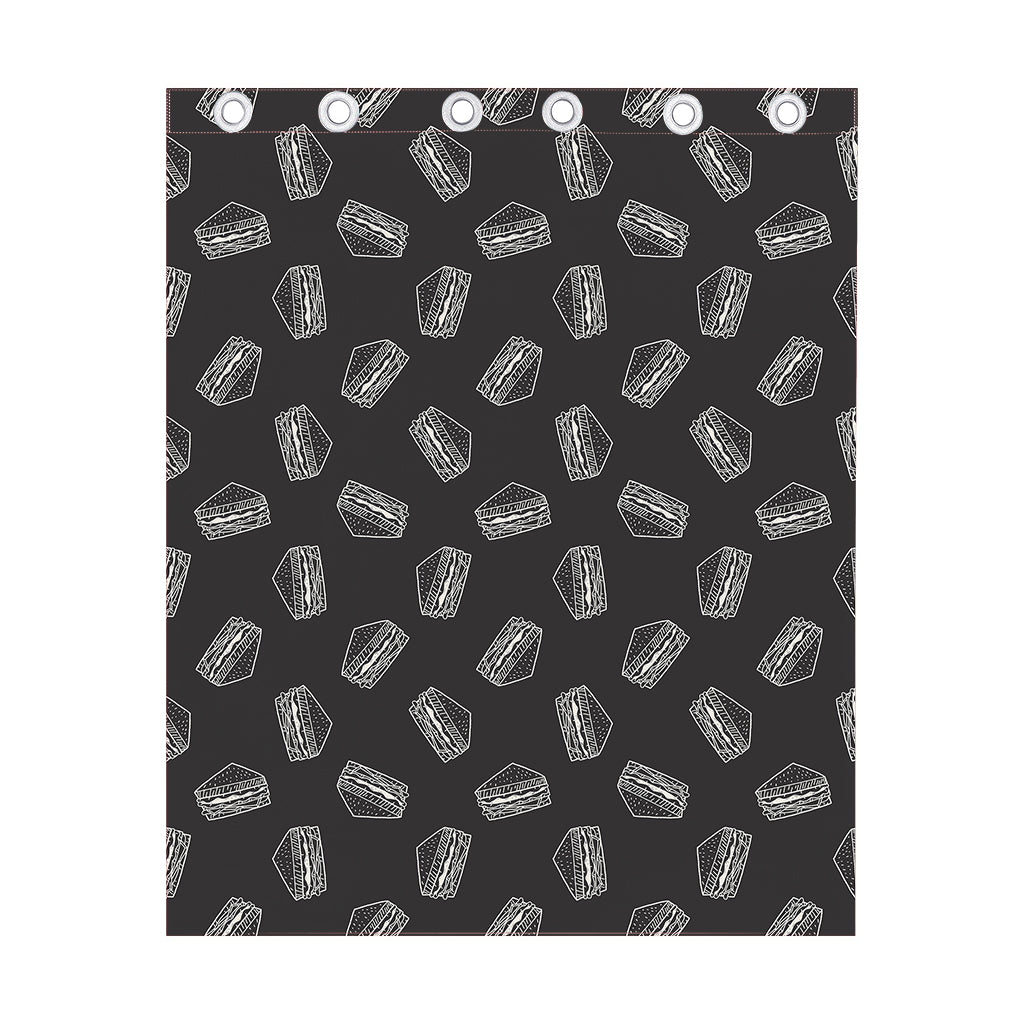 Black Doodle Sandwich Pattern Print Curtain